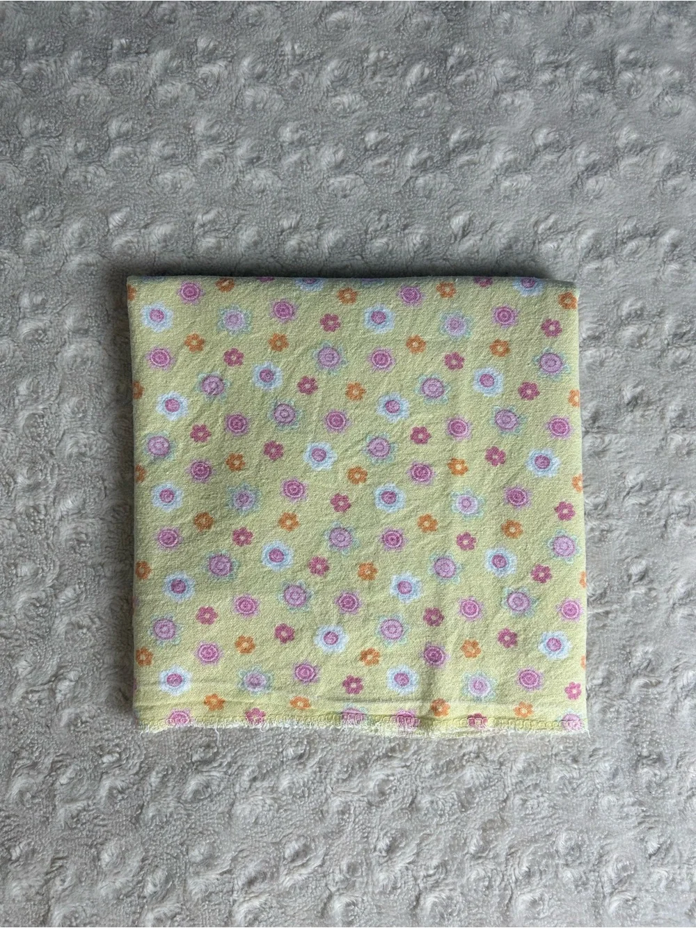 Gerber Yellow Floral Baby Receiving Blanket Pink Orange Flowers White Thin